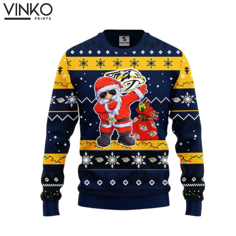 Nashville Predators Dabbing Santa Claus Ugly Christmas Sweater