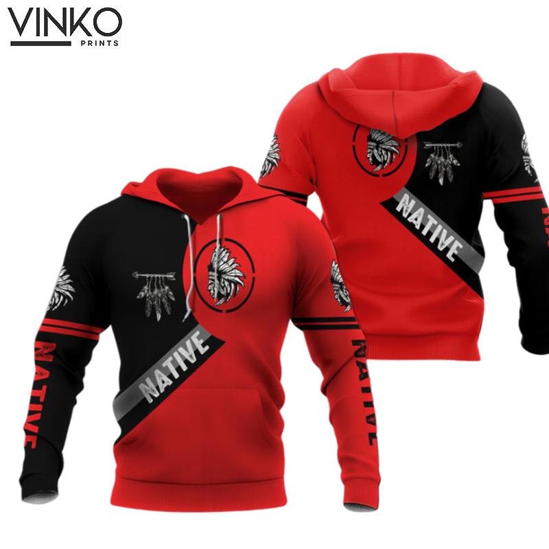 Native American Red Black Hoodie