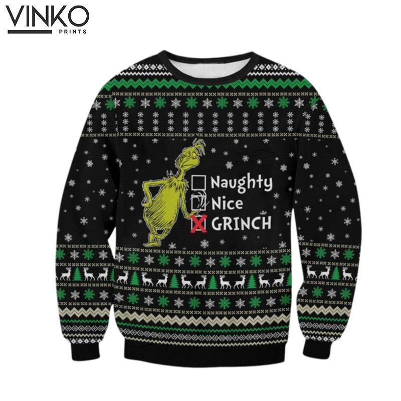 Naughty Nice funny character Ugly Christmas Sweater