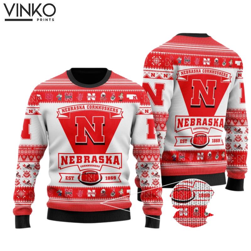 Nebraska Cornhuskers Football Team Custom Ugly Christmas Sweater