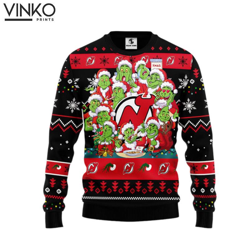 New Jersey Devils 12 Grinch Xmas Day Ugly Christmas Sweater