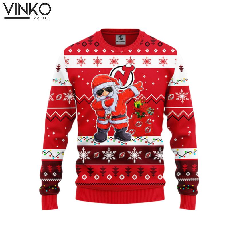 New Jersey Devils Dabbing Santa Claus Ugly Christmas Sweater