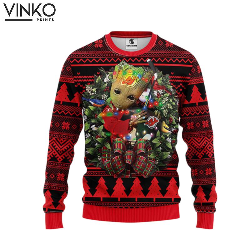 New Jersey Devils Groot Hug Ugly Christmas Sweater