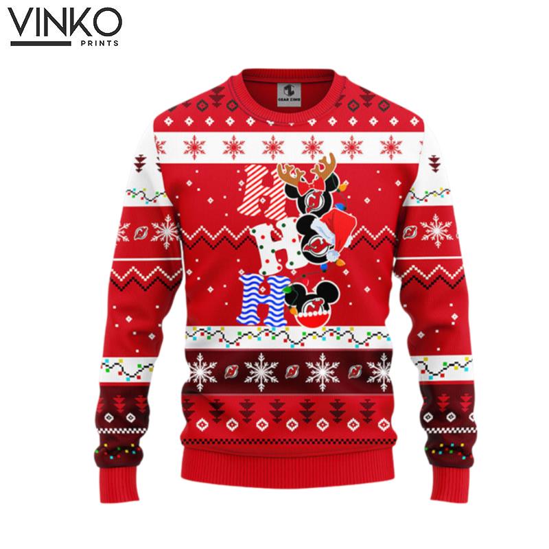 New Jersey Devils Hohoho Mickey Ugly Christmas Sweater