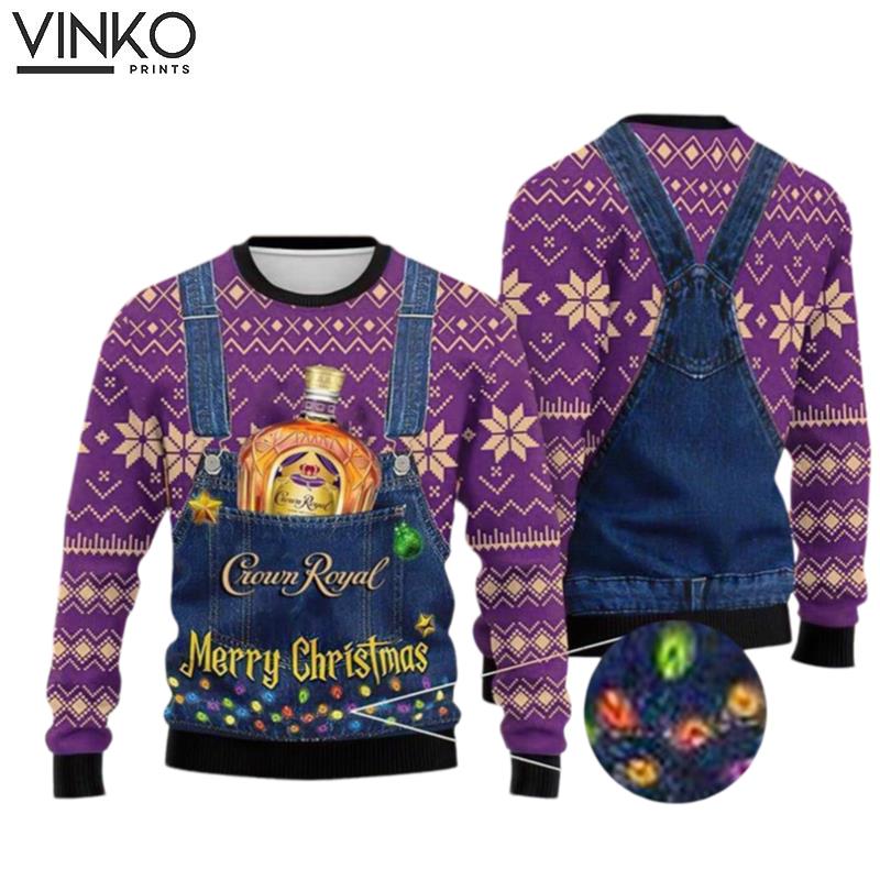 New Merry Christmas Crown Royal Ugly Holiday Custom Ugly Christmas Sweater