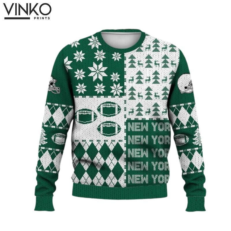 New York Christmas Retro Football American Ugly Christmas Sweater