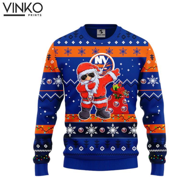 New York Islanders Dabbing Santa Claus Ugly Christmas Sweater