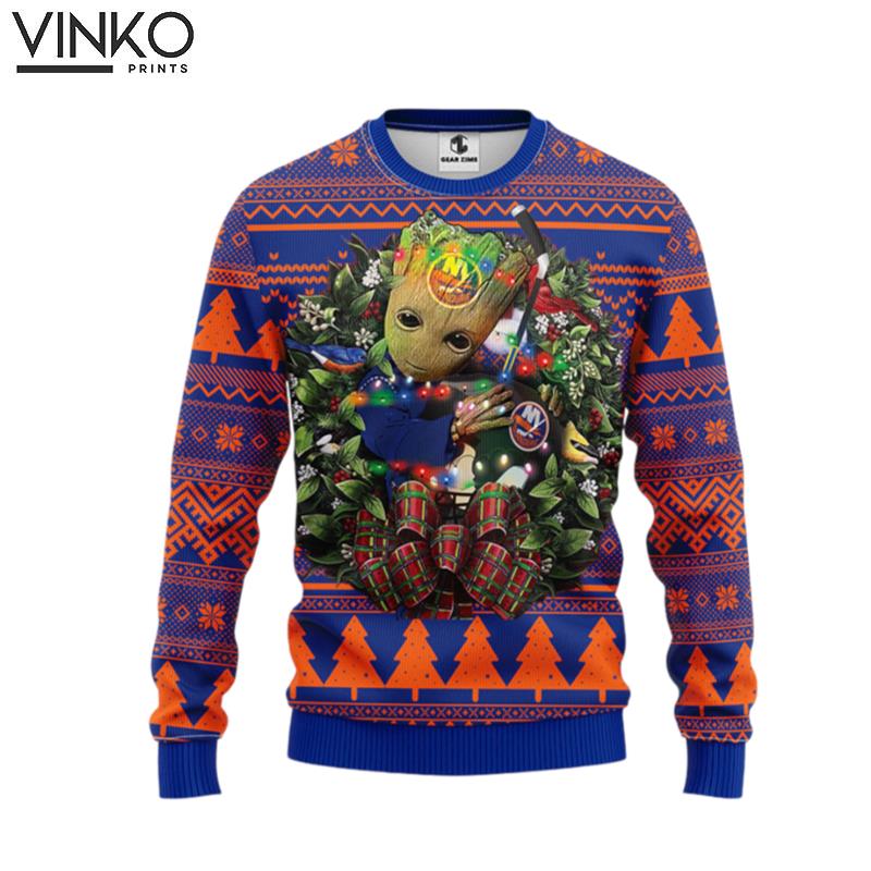 New York Islanders Groot Hug Ugly Christmas Sweater