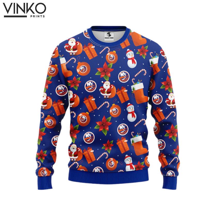 New York Islanders Santa Claus Snowman Ugly Christmas Sweater