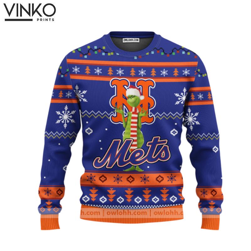 New York Mets Funny Grinch Ugly Christmas Sweater