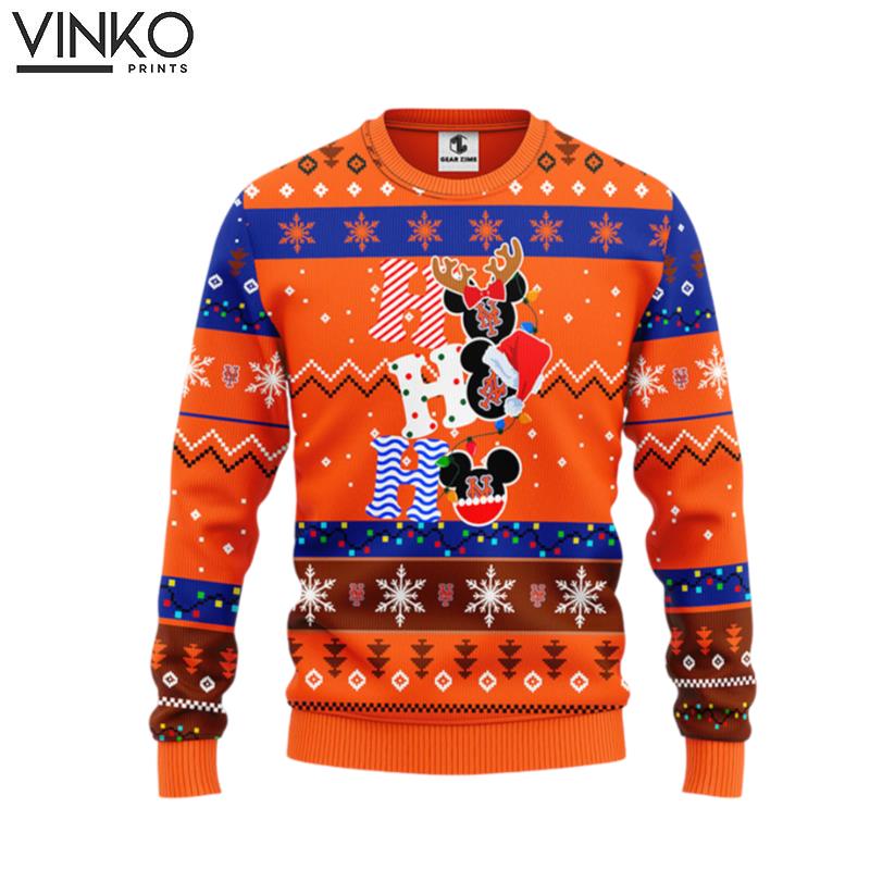 New York Mets Hohoho Mickey Ugly Christmas Sweater