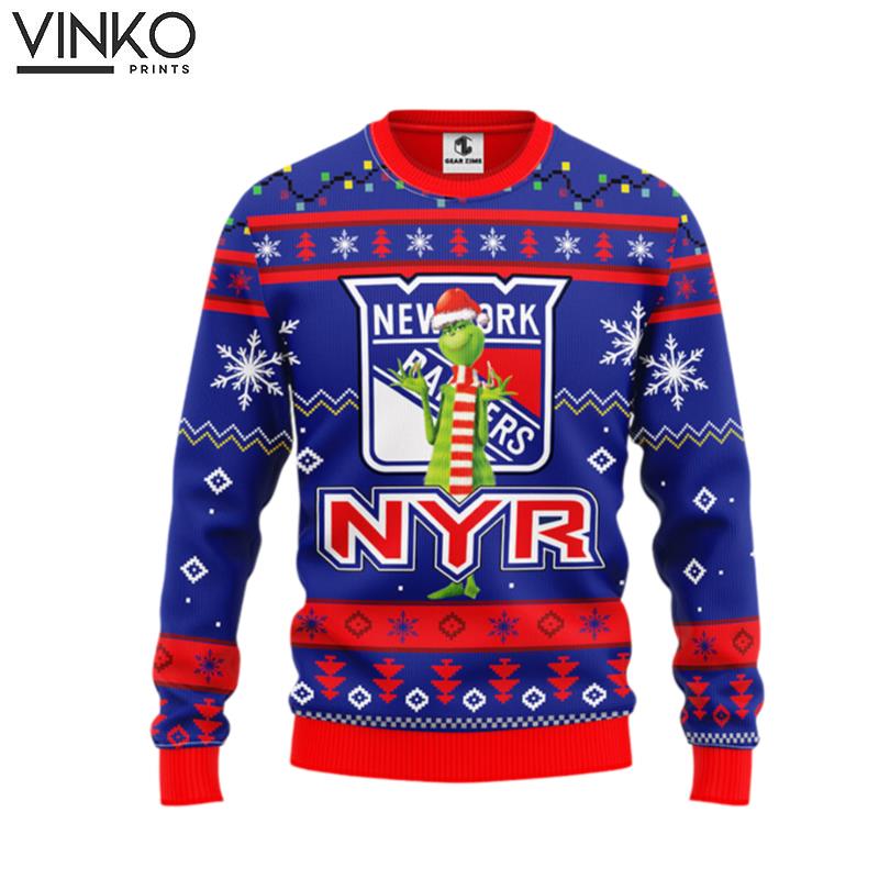 New York Rangers Funny Grinch Ugly Christmas Sweater