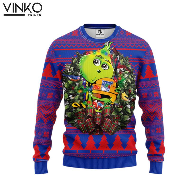 New York Rangers Grinch Hug Ugly Christmas Sweater