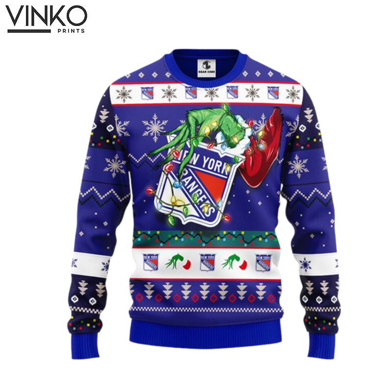 New York Rangers Grinch Ugly Christmas Sweater