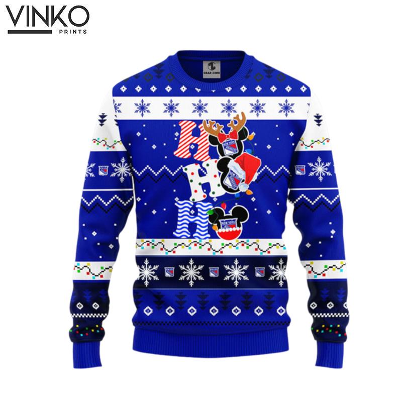 New York Rangers Hohoho Mickey Ugly Christmas Sweater