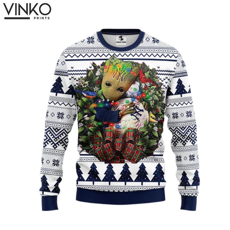 New York Yankees Groot Hug Ugly Christmas Sweater