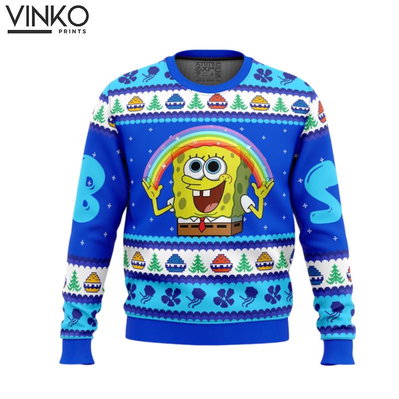 Nickelodeon Cartoons Rainbow SpongeBob Ugly Christmas Sweater