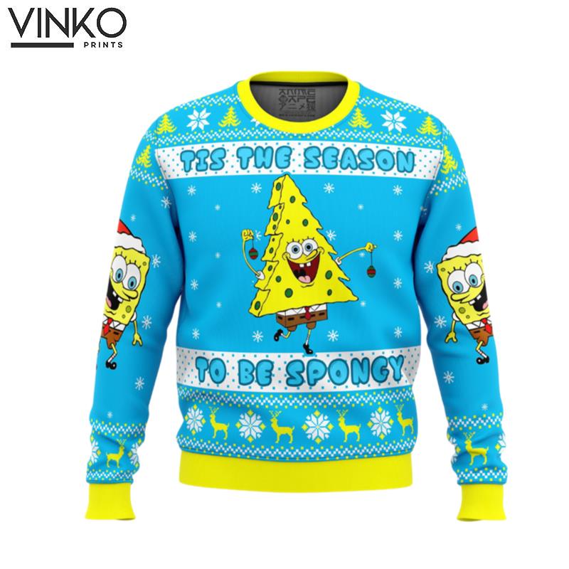 Nickelodeon Cartoons Tis The Season To be Spongy Ugly Christmas Sweater