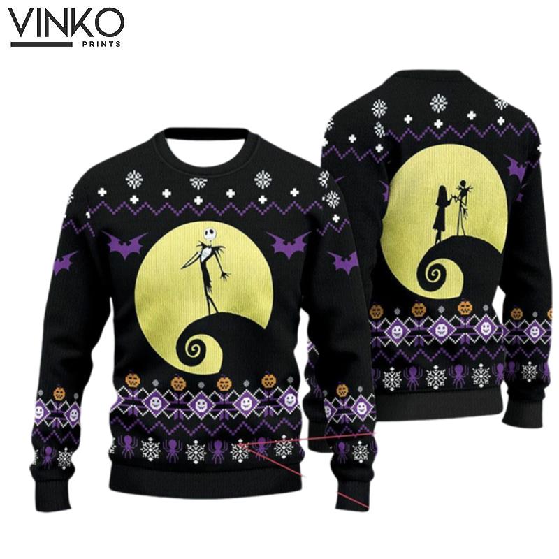 Nightmare Before Christmas JACK SKELLINGTON And SALLY Ugly Christmas Sweater