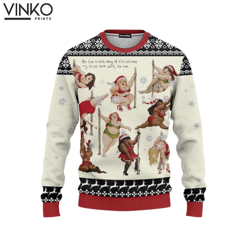 Nine Ladies Dancing Sexy Christmas Ugly Christmas Sweater