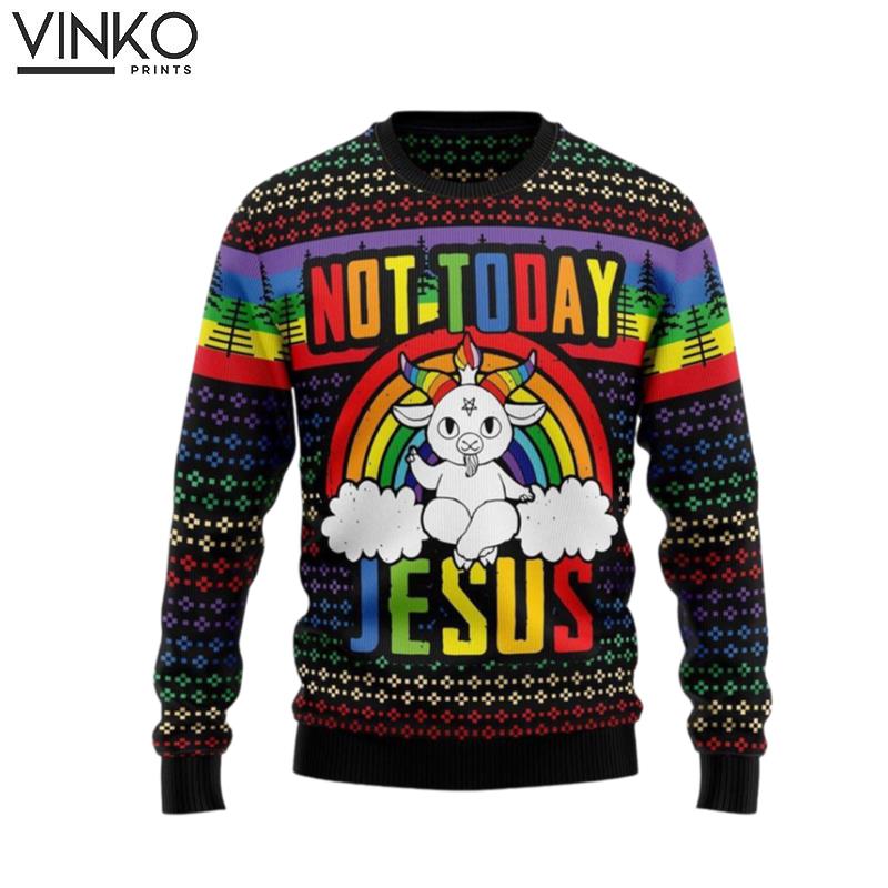 Not Today Jesus Gifts For Christians Ugly Christmas Sweater