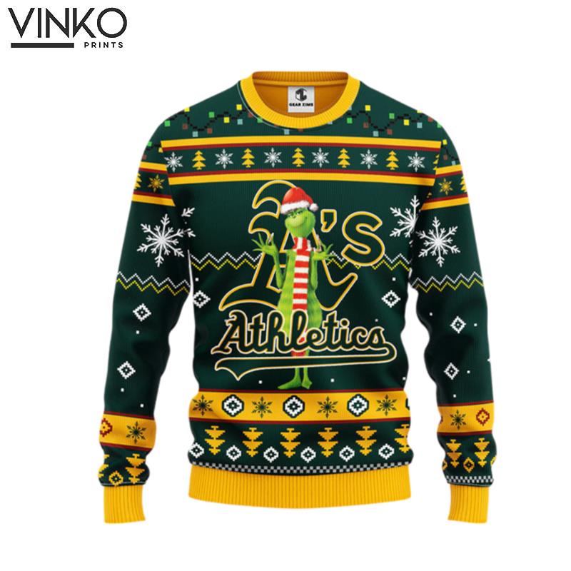 Oakland Athletics Funny Grinch Ugly Christmas Sweater