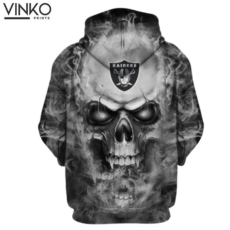 Oakland Raiders Nfl Football Skull 21540 Hoodie