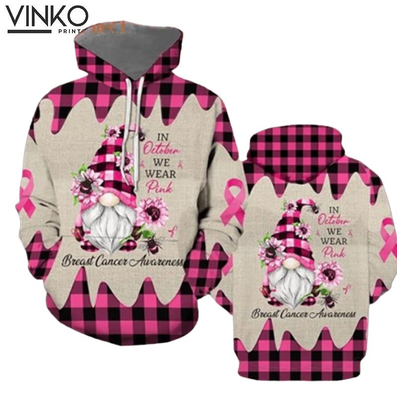 October I Wear Pink Gnome Breast Cancer Awareness Hoodie