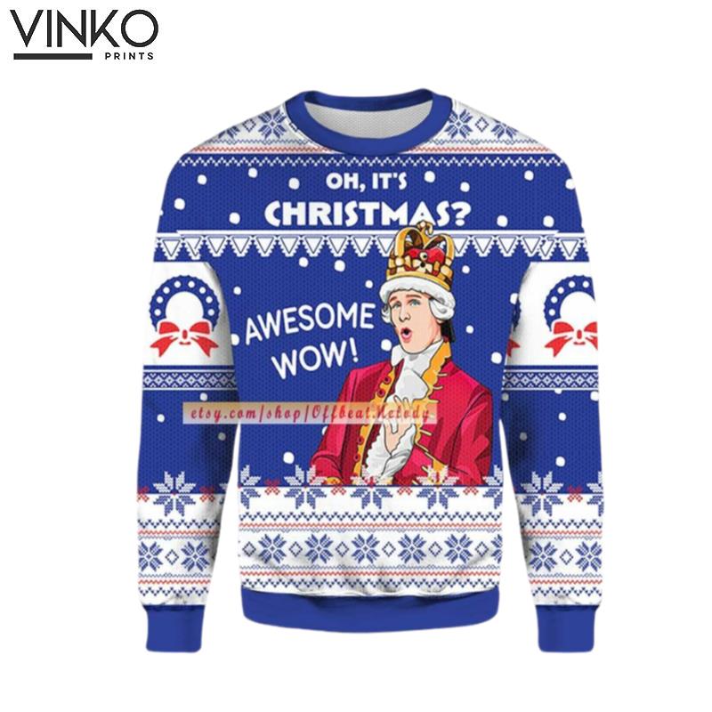 Oh Its Christmas Awesome Wow 3D Over 3D Ugly Christmas Sweater