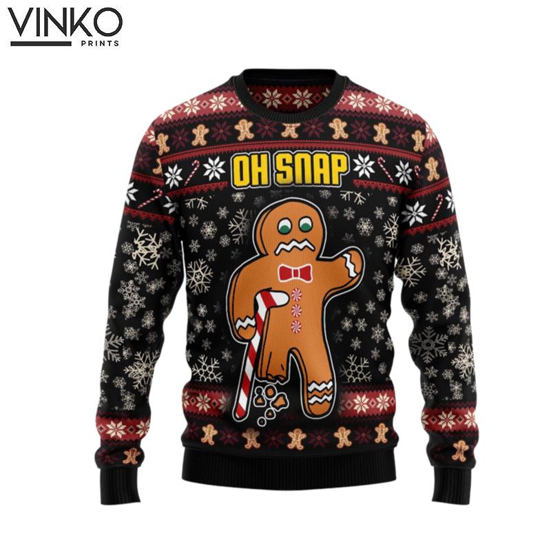 Oh Snap Gingerbread Christmas Dark Red And Black Ugly Christmas Sweater