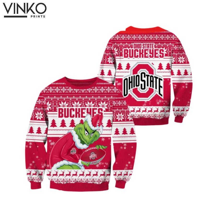 Ohio State Buckeyes Grin Football Ugly Christmas Sweater