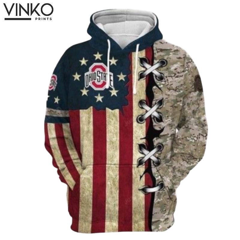 Ohio State Buckeyes Ncaa American Flag Hoodie