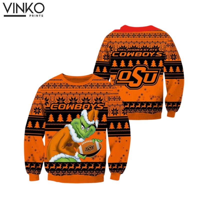 Oklahoma State Cowboys Grin Football Ugly Christmas Sweater