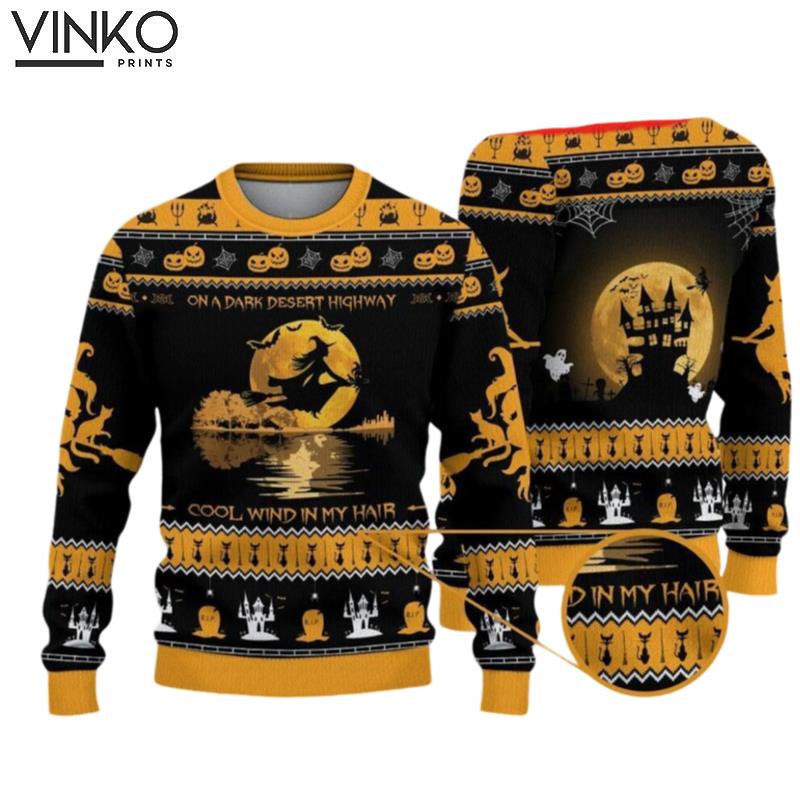 On A Dark Desert Highway Cool Wind In My Hair Ugly Christmas Sweater