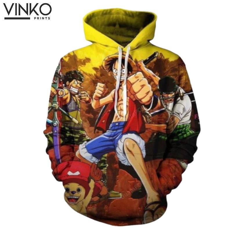 One Piece Monkey D Luffy Roronoa Zoro Usopp Tony Tony Chopper Hoodie