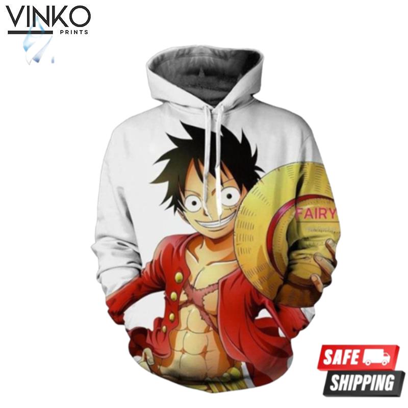 One Piece Monkey D Luffy White C Hoodie