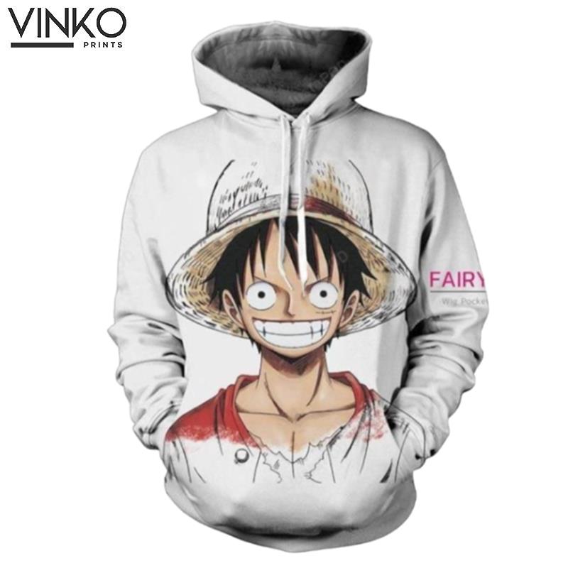 One Piece Monkey D Luffy White Hoodie