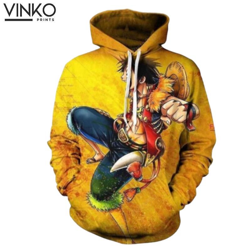 One Piece Monkey D Luffy Yellow Hoodie