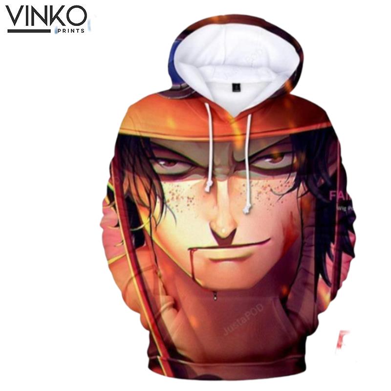 One Piece Portgas D Ace Tangelo Orange Hoodie