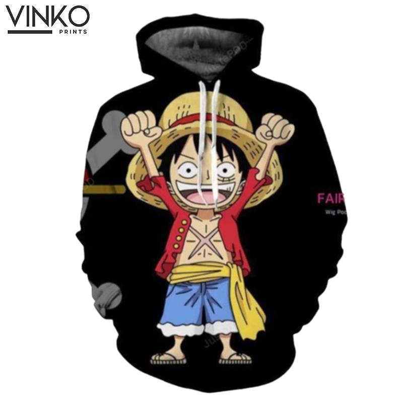 One Piece Young Monkey D Luffy Black Hoodie