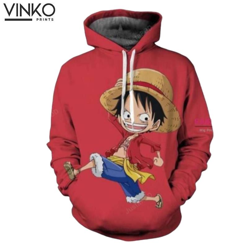 One Piece Young Monkey D Luffy Red Hoodie