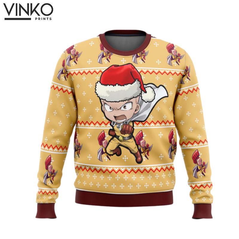 One Punch Chibi Saitama Ugly Christmas Sweater