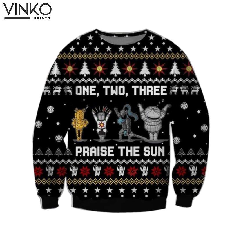 One Two Three Praise The Sun Custom Ugly Christmas Sweater