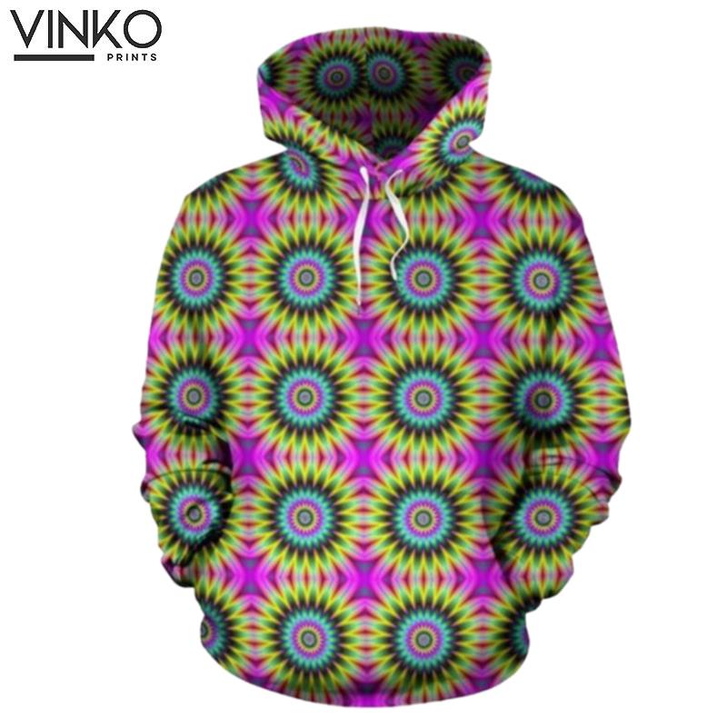 Optical Illusion Flower Rainbow Style Hoodie