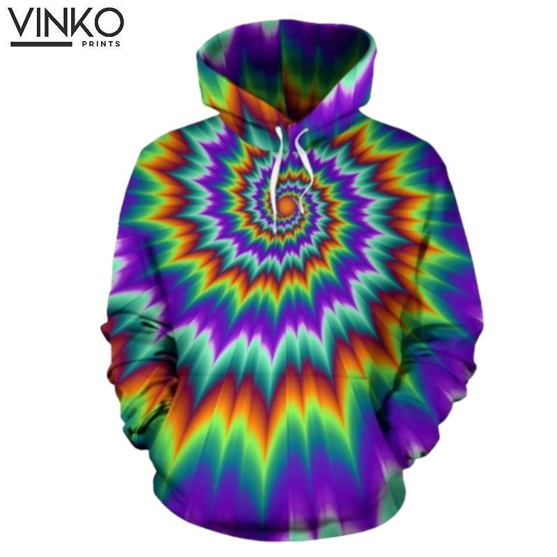 Optical Illusion Pulsing Fiery Spirals Hoodie