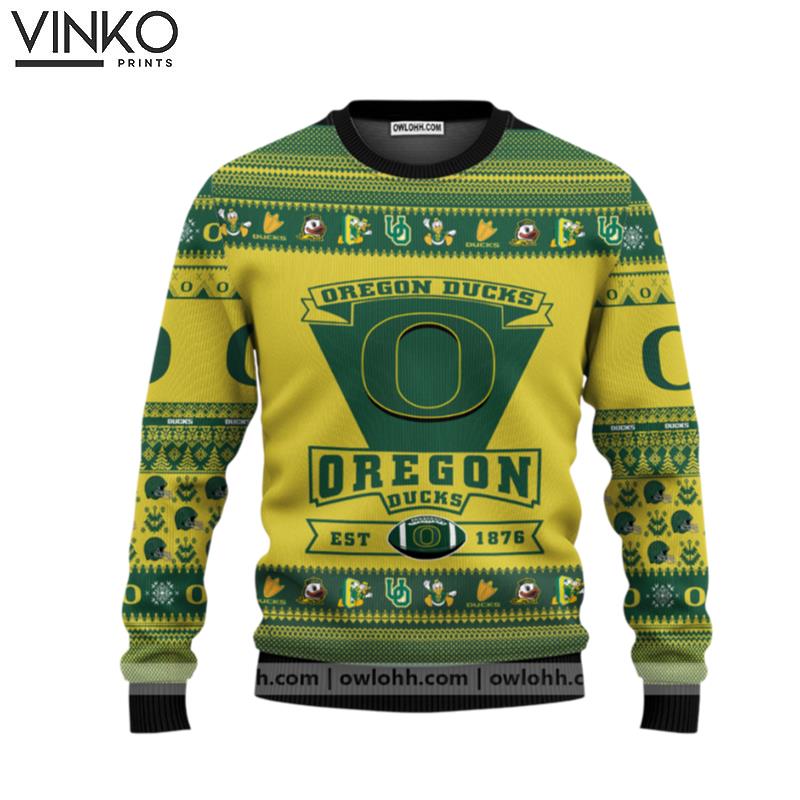 Oregon Ducks Football Team Custom Ugly Christmas Sweater