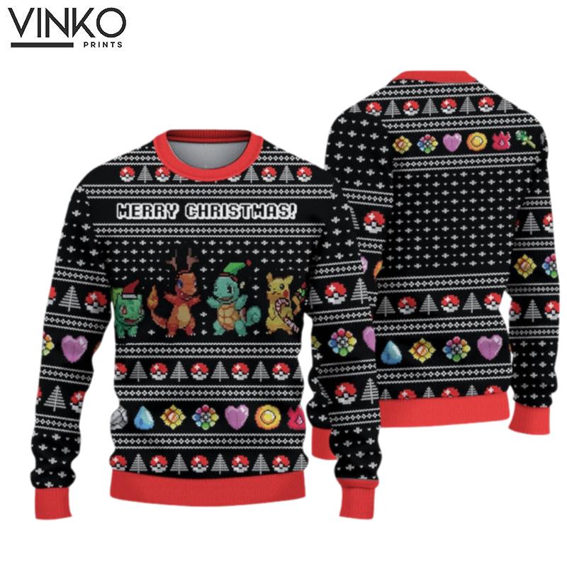 P O K E M O N Merry Woolen For Holiday P I K A C H U Ugly Christmas Sweater