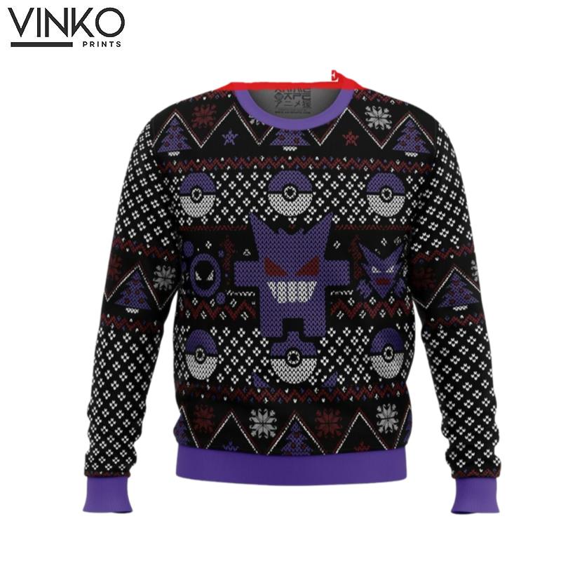 PKM Ghosts Gengar Ghastly Haunter Christmas Ugly Christmas Sweater