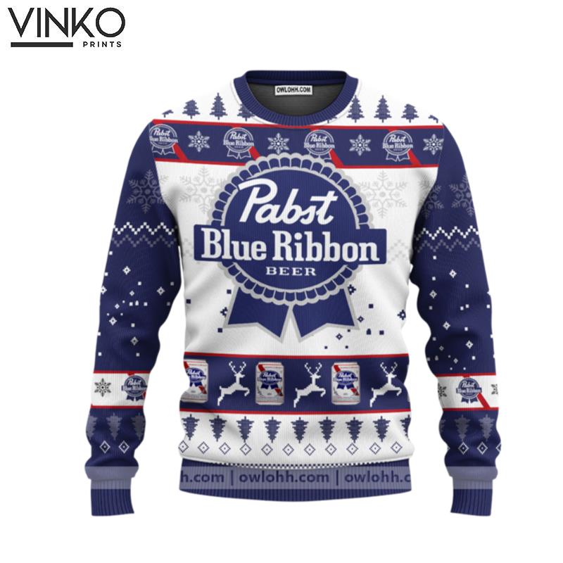 Pabst Blue Ribbon Beer 3012 Ugly Christmas Sweater