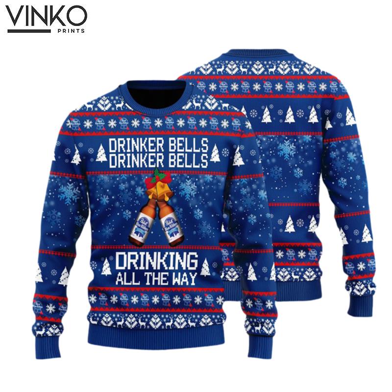 Pabst Blue Ribbon Drinker Bells Drinker Bells Drink Ugly Christmas Sweater